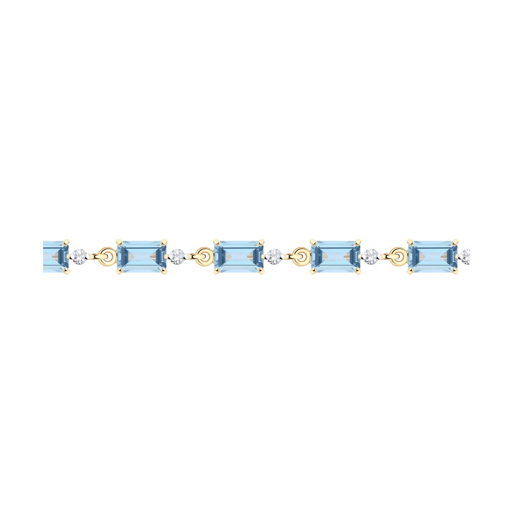 Brățară din aur roșu cu pietre Cubic Zirconia Incolor, Topaz albastru