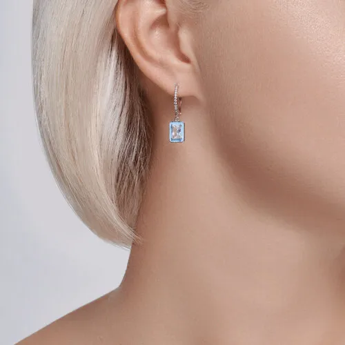 Cercei Creole din argint cu Cubic Zirconia Incolor, Emailare