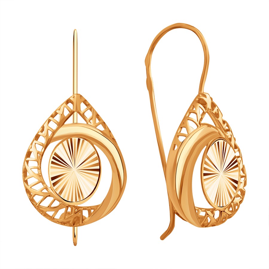 Серьги из красного золота без камней