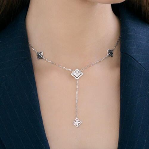Colier din argint  cu pietre Cubic Zirconia Incolor