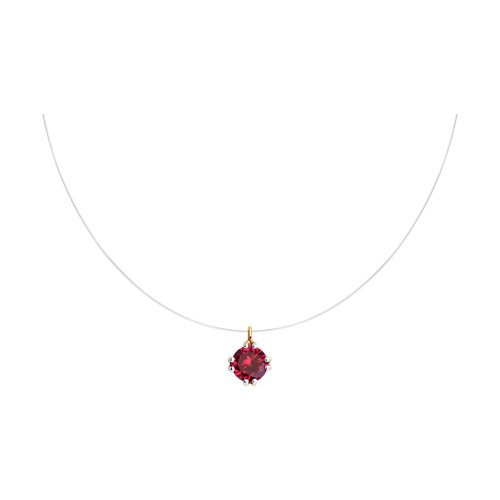 Colier din aur roșu cu pietre Swarovski Zirconia Rosu, Fir transparent
