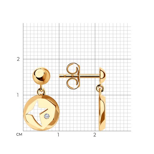 Cercei Pusete din aur roșu cu pietre Cubic Zirconia Incolor
