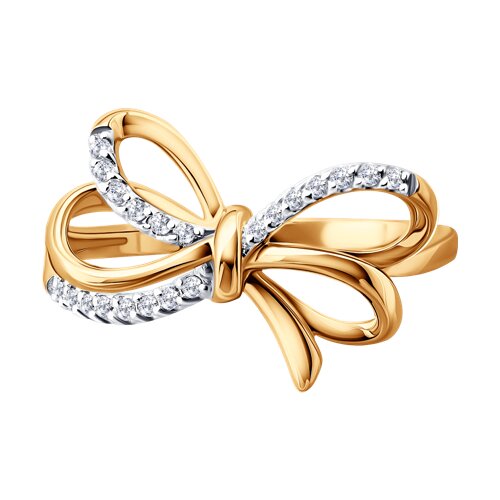 Inel din aur roșu cu pietre Cubic Zirconia Incolor