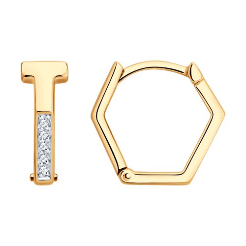 Cercei Creole din aur roșu cu pietre Cubic Zirconia Incolor