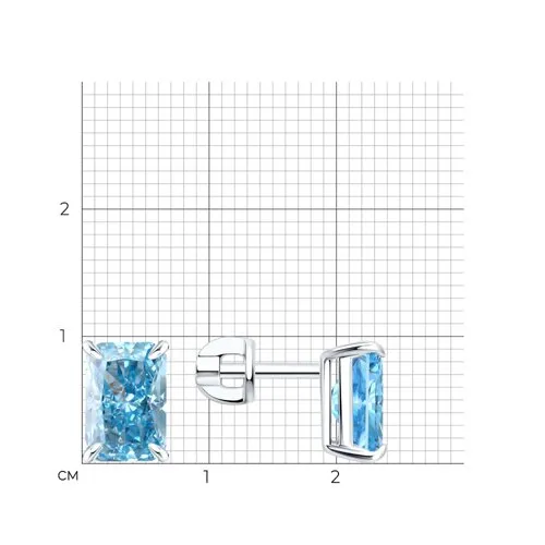 Cercei Pusete din argint cu Cubic Zirconia Albastru