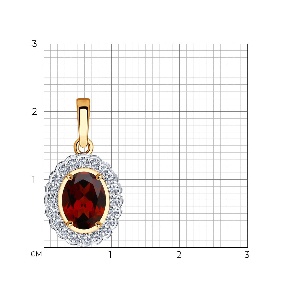 Pandantiv din aur roșu cu pietre Cubic Zirconia Incolor, Granat