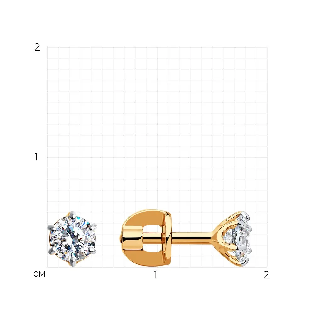 Cercei Pusete din aur roșu cu Cubic Zirconia Incolor