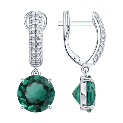 Cercei Suspendați din argint cu Cubic Zirconia Incolor, Cuart Verde (sint.)
