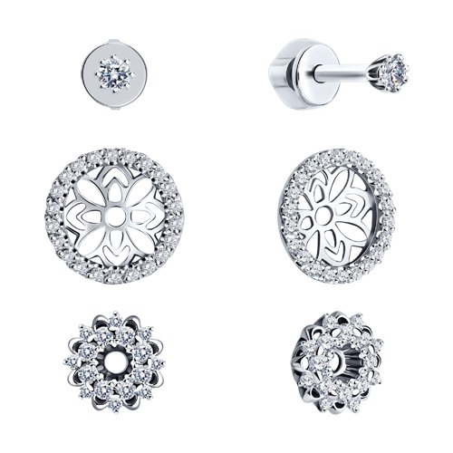 Cercei Pusete din aur alb cu pietre Diamant