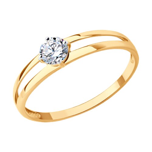 Inel din aur roșu cu pietre Cubic Zirconia Incolor