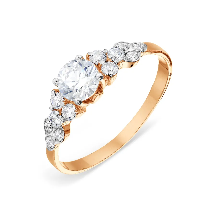 Inel din aur roșu cu Cubic Zirconia Incolor