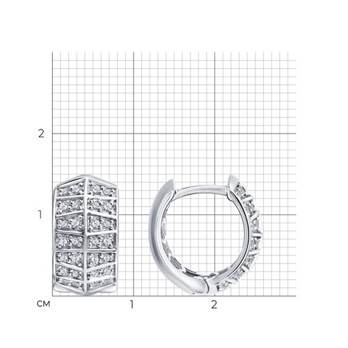 Серьги Конго из белого золота с камнями Бриллиант