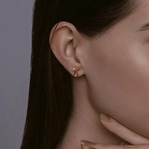 Cercei Pusete din aur roșu cu Cubic Zirconia Incolor