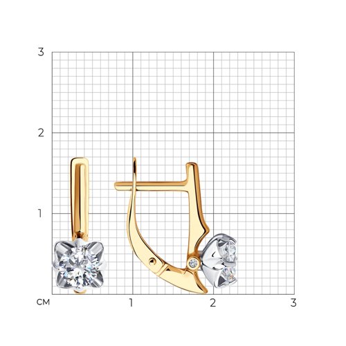 Серьги из красного золота с камнями Фианит, Swarovski