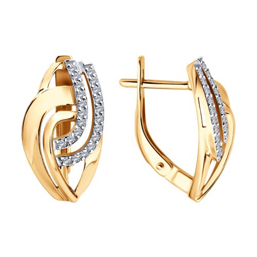 Cercei din aur roșu cu pietre Cubic Zirconia Incolor