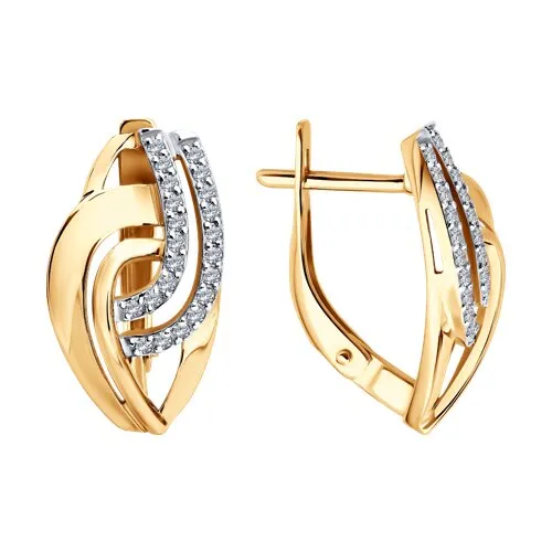 Cercei din aur roșu cu Cubic Zirconia Incolor