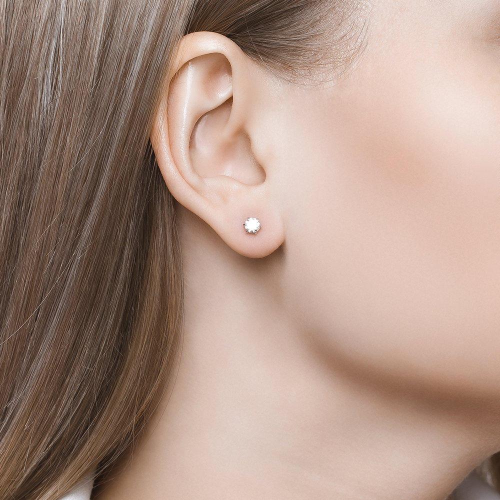Cercei Pusete din aur roșu cu pietre Cubic Zirconia Incolor