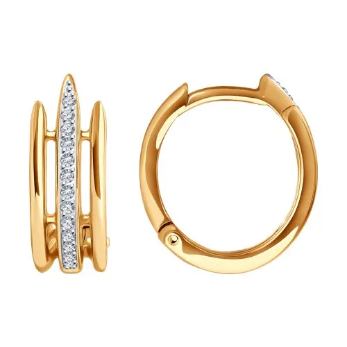 Cercei Creole din aur roșu cu Cubic Zirconia Incolor