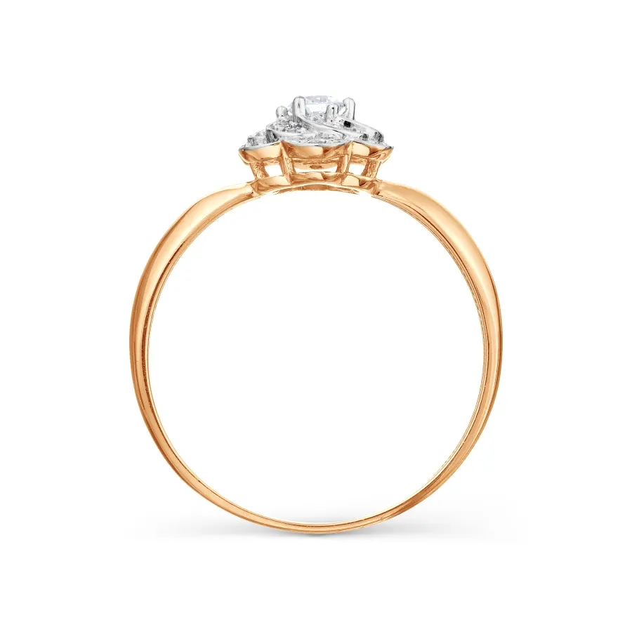 Inel din aur roșu cu Cubic Zirconia Incolor