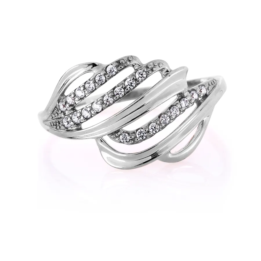 Inel din aur alb cu Cubic Zirconia Incolor