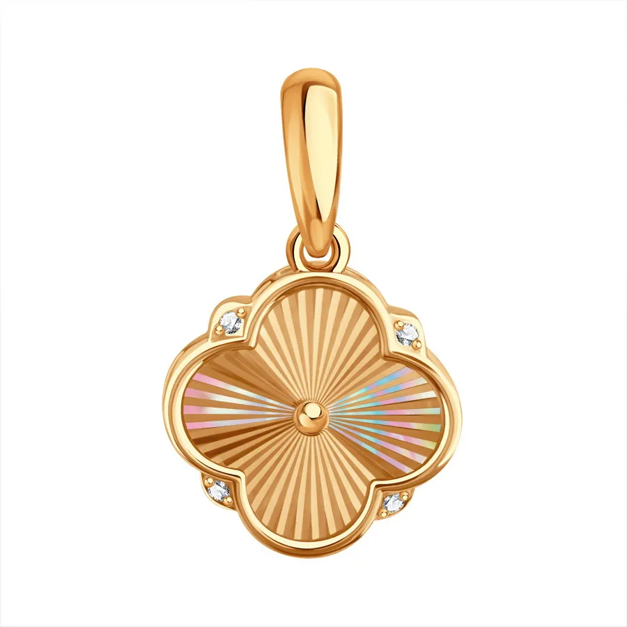Pandantiv din aur roșu cu Cubic Zirconia Incolor