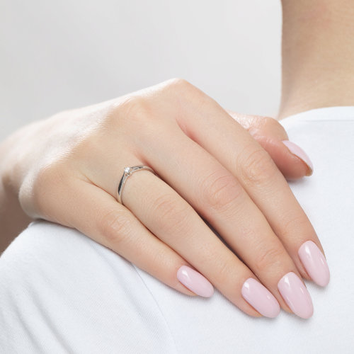 Inel din aur alb cu pietre Diamant