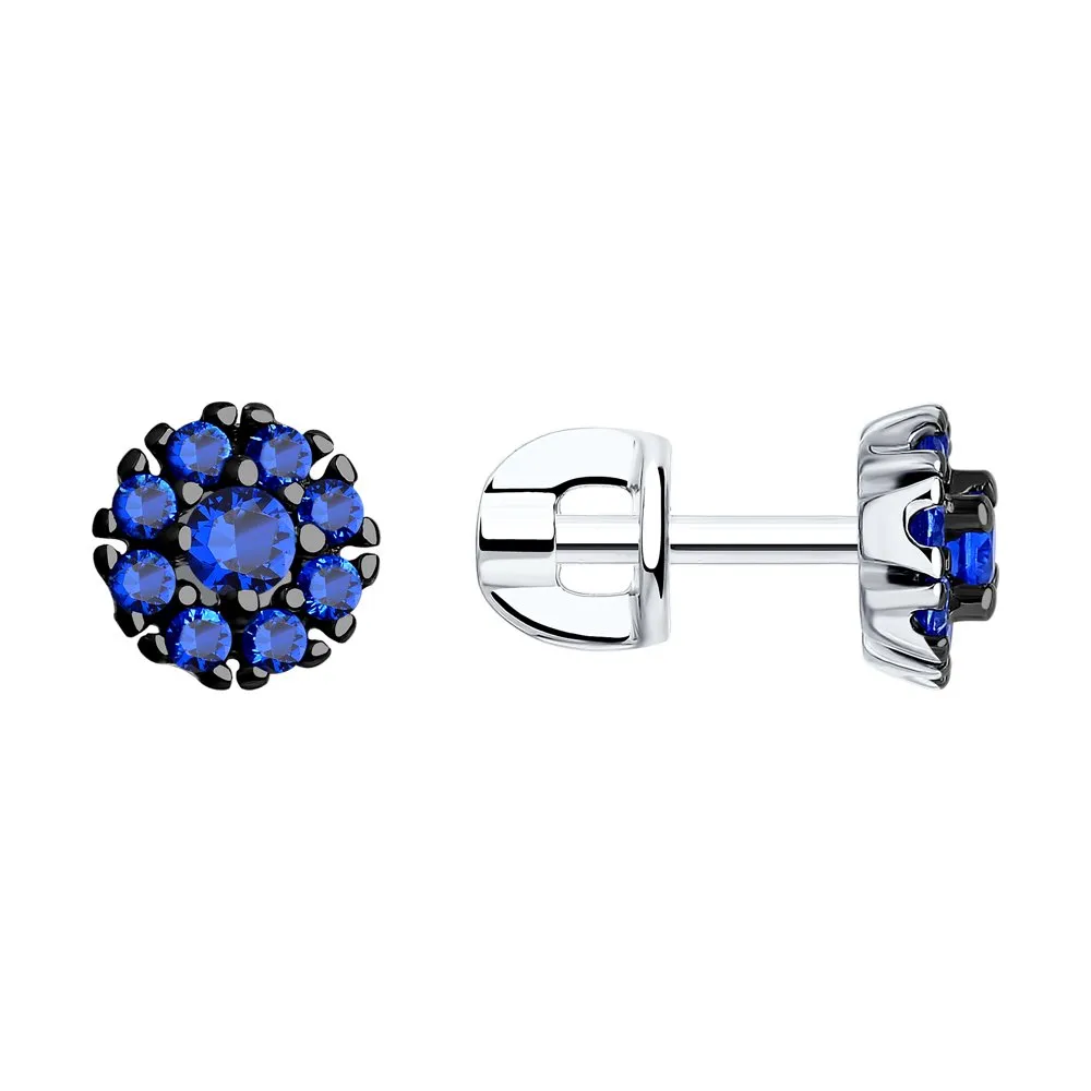 Cercei Pusete din argint cu Cubic Zirconia Albastru Safir