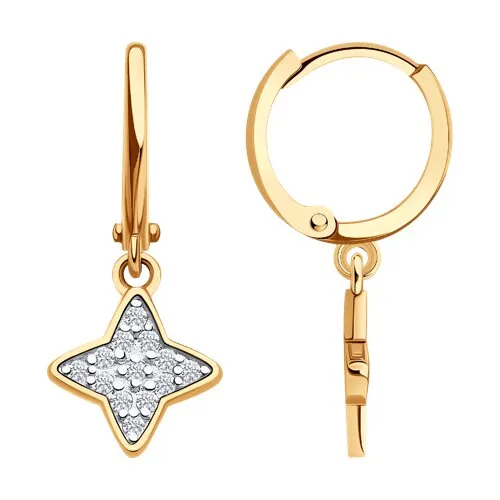 Cercei Creole din aur roșu cu Cubic Zirconia Incolor