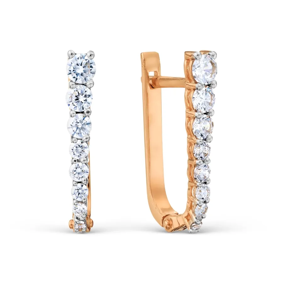 Cercei din aur roșu cu Cubic Zirconia Incolor