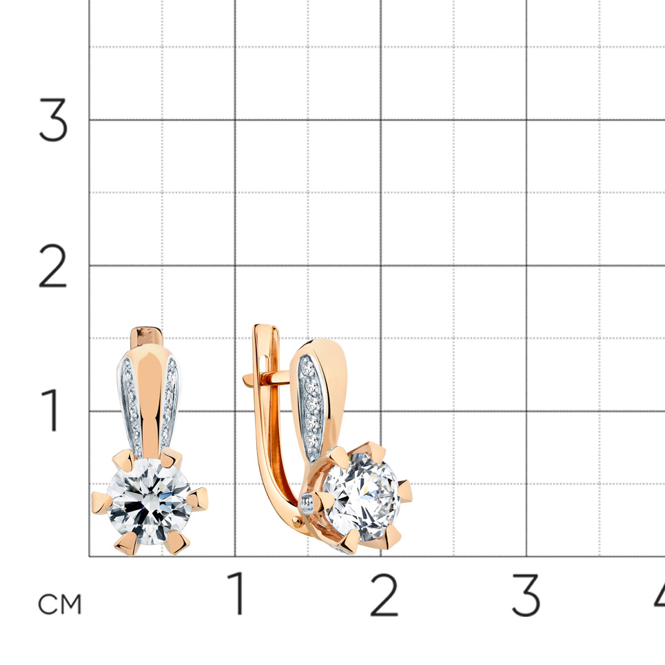 Cercei din aur roșu cu Cubic Zirconia Incolor