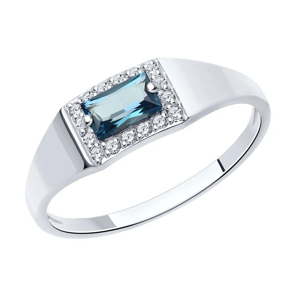 Inel din aur alb cu Cubic Zirconia Incolor, Topaz London