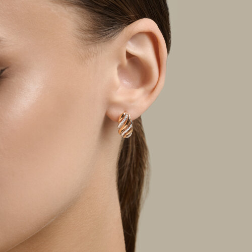 Серьги из красного золота с камнями Фианит