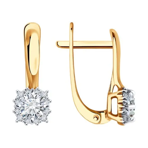 Cercei din aur roșu cu Cubic Zirconia Incolor