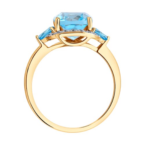 Inel din aur roșu cu pietre Cubic Zirconia Incolor, Topaz Swiss și Topaz albastru