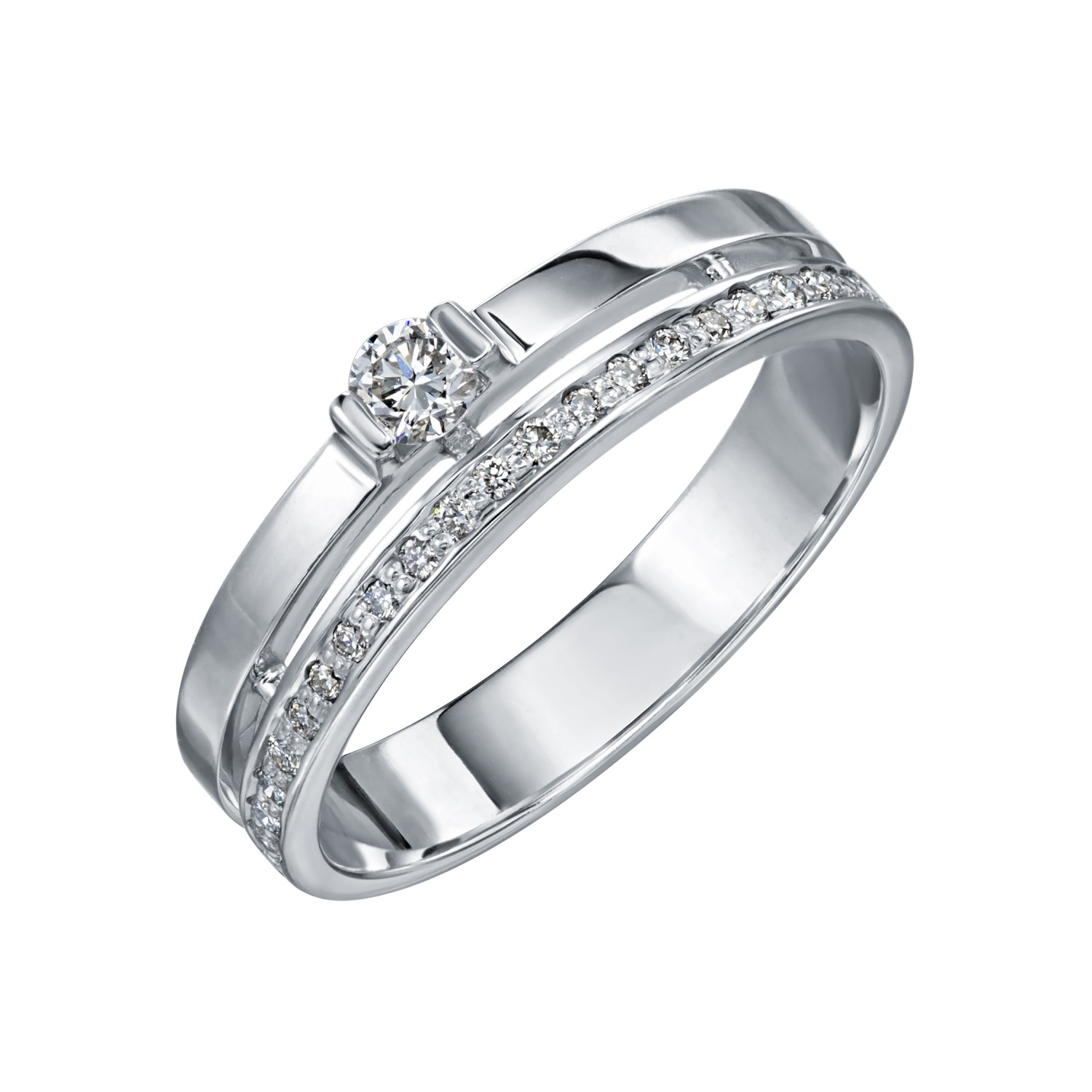 Кольцо из белого золота с камнями Бриллиант