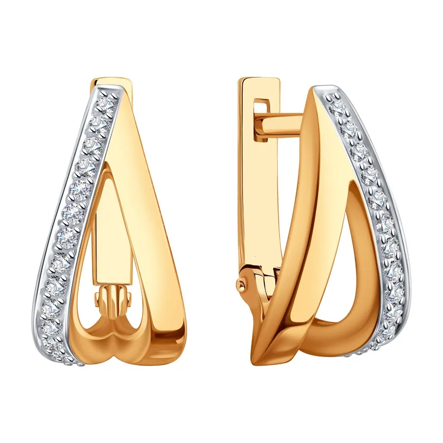 Cercei din aur roșu cu Cubic Zirconia Incolor