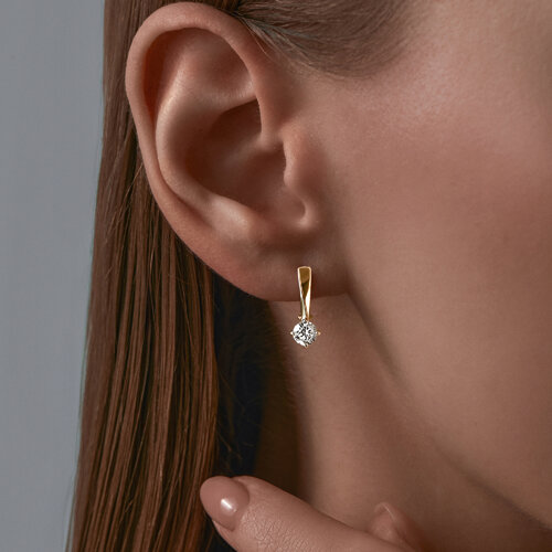 Cercei din aur roșu cu pietre Cubic Zirconia Incolor