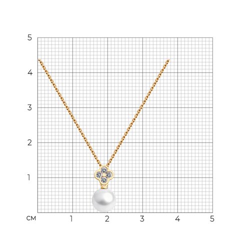 Colier din aur roșu cu pietre Cubic Zirconia Incolor, Perla Albă