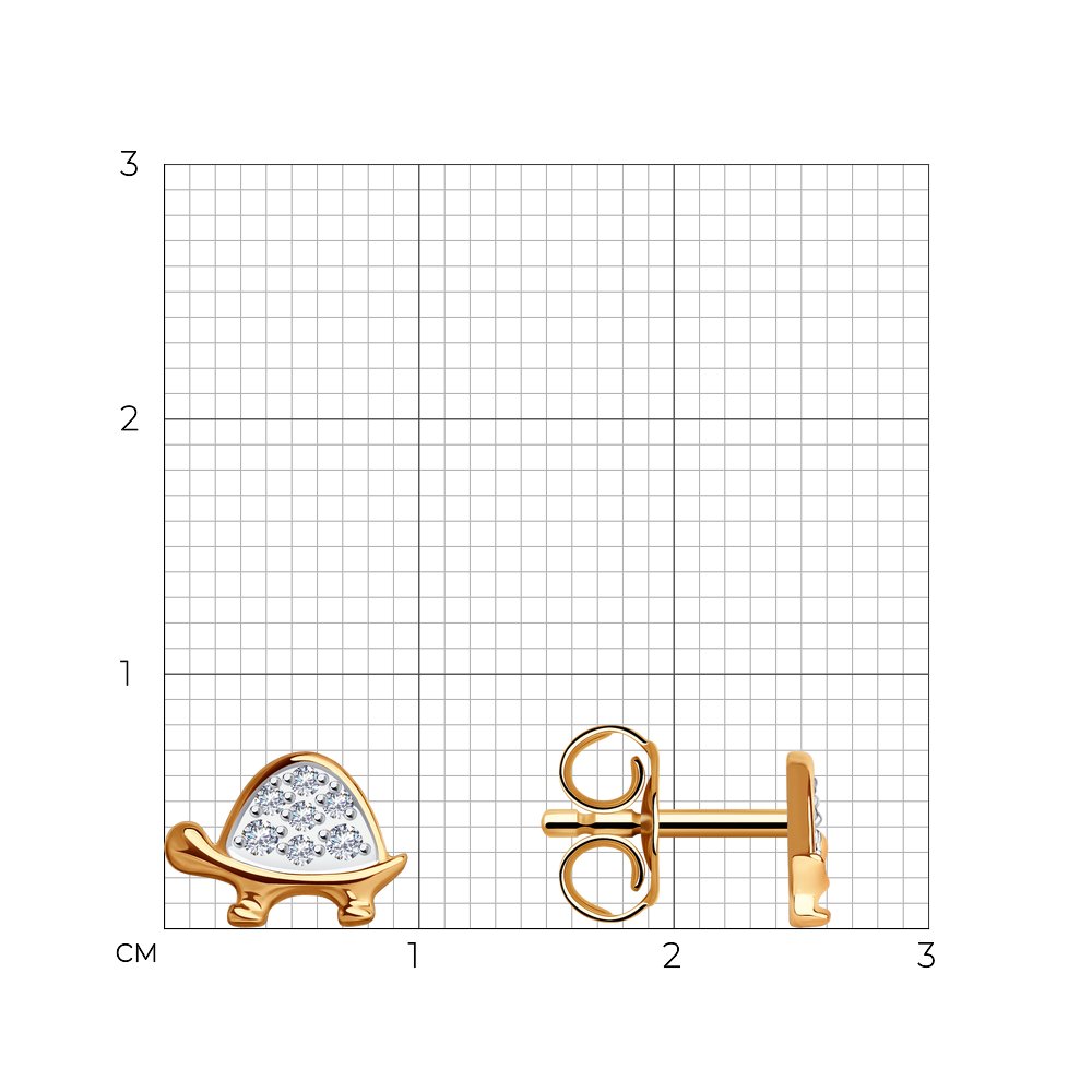 Cercei Pusete din aur roșu cu pietre Cubic Zirconia Incolor