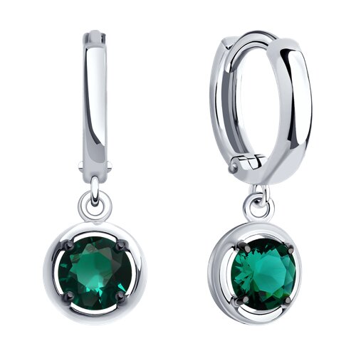 Серьги Конго из серебра с камнями Турмалин (синт.)