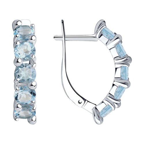 Серьги из серебра с камнями Топаз голубой