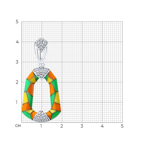 Pandantiv din argint  cu pietre Cubic Zirconia Incolor, Emailare