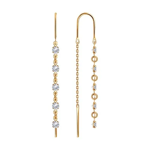 Cercei Lanț din aur roșu cu Cubic Zirconia Incolor