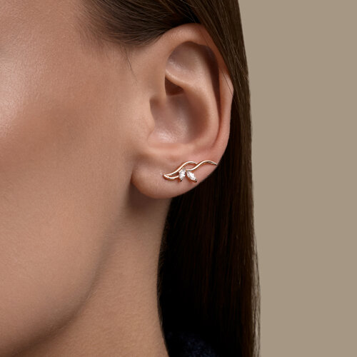 Серьги из красного золота с камнями Фианит