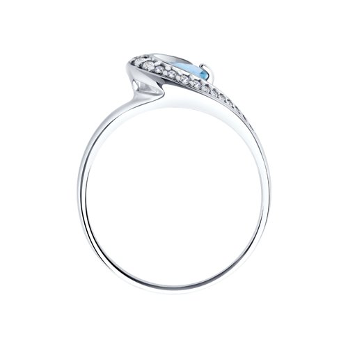 Inel din argint  cu pietre Cubic Zirconia Incolor, Topaz albastru