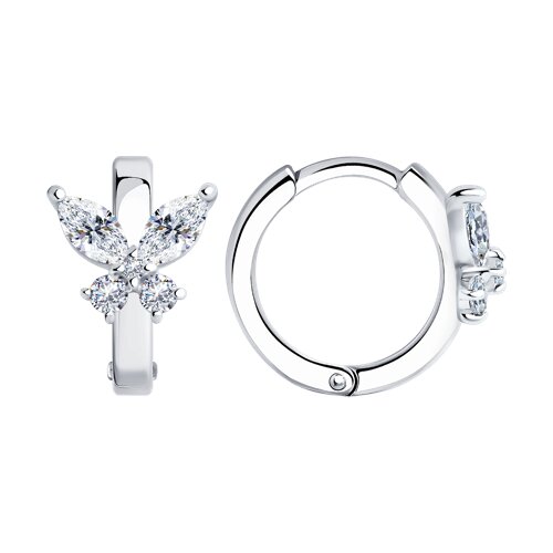 Cercei Creole din argint  cu pietre Cubic Zirconia Incolor