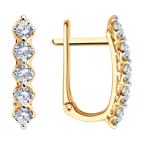 Cercei din aur roșu cu pietre Cubic Zirconia Incolor