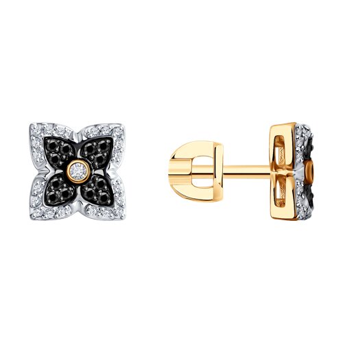 Cercei Pusete din aur roșu cu pietre Diamant, Diamant negru