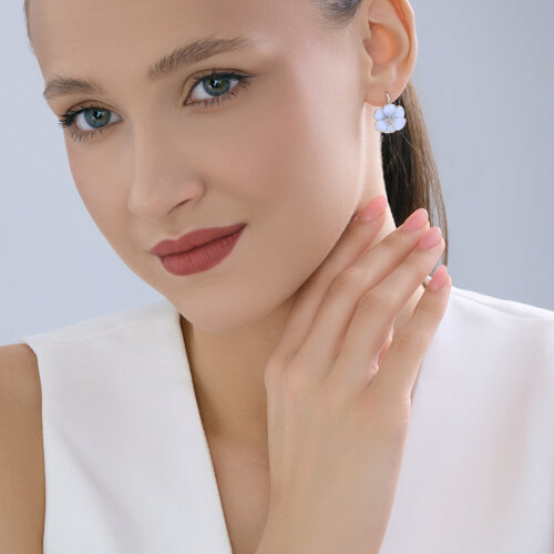 Серьги из серебра с камнями Эмаль