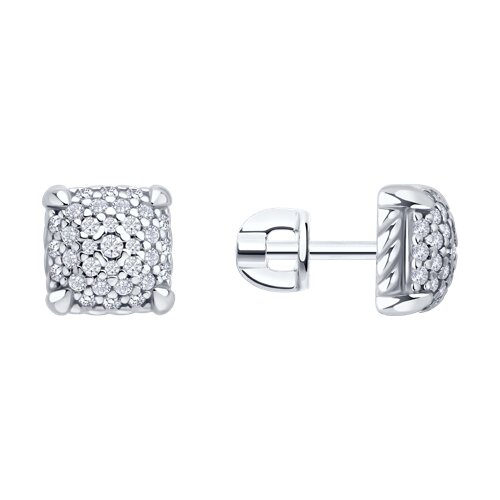 Cercei Pusete din argint  cu pietre Cubic Zirconia Incolor
